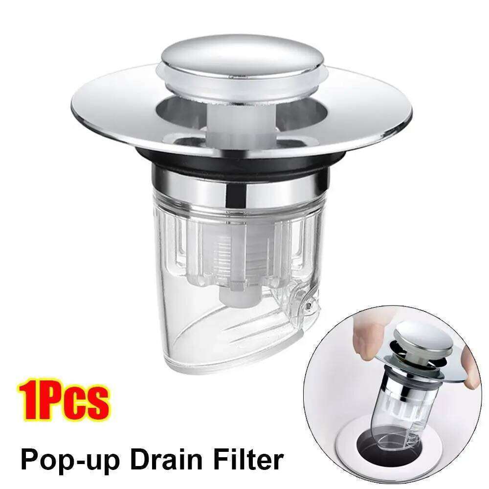 1Pcs New Bounce Core Pop-up Drain Filter Universal Press Type Bathtub Stopper Sink Strainer Kitchen