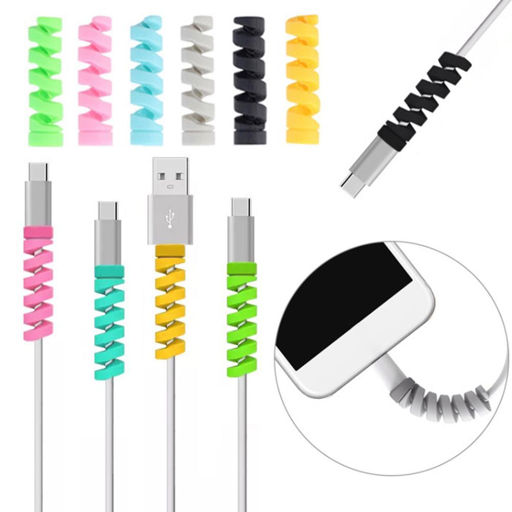 12 Pcs Spiral Silicone Cable Protector (Color May Vary)
