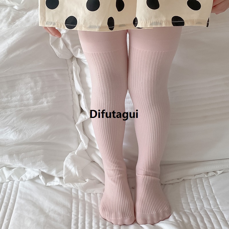 Difutagui Kids Nylon Ribbed Tights For Child Spring Summer Girls Balet Pantyhose Fashion Toddler Cute Pink Pants Baby Sticky Accessories Stockings