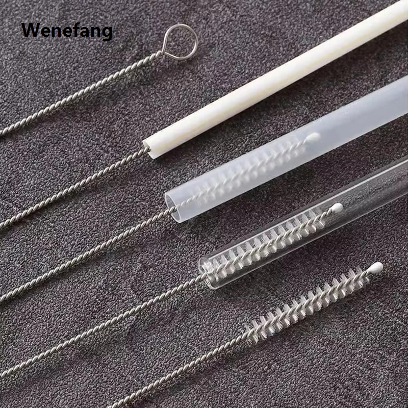 Wenefang 7PCS Bottle Clean Brush Set Stainless Steel Soft Hair Brush Pipette Straws Brush Multipurpose Household Cleaning Tools