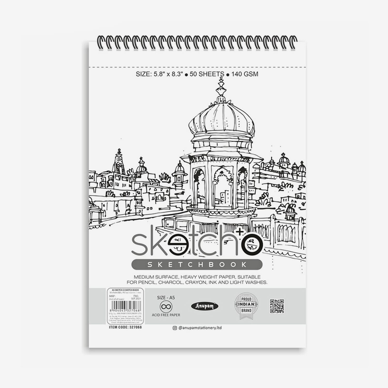 Anupam SketchO Sketch Book Soft Cover A5 - 50 Sheets - 140 Gsm (Cover Design May Vary) By KitabKalam