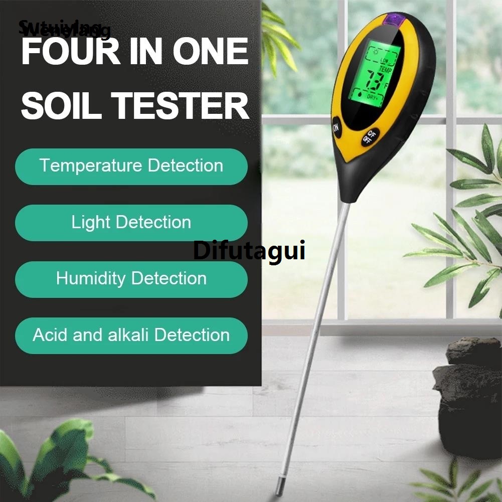 Wenefang Sutuiying Professional Soil PH Meter 4 In1 LCD Temperature Solar Moisture Hot Selling Luxury PH Garden Soil Tester LCD Display Gardening Tool for Plant Care