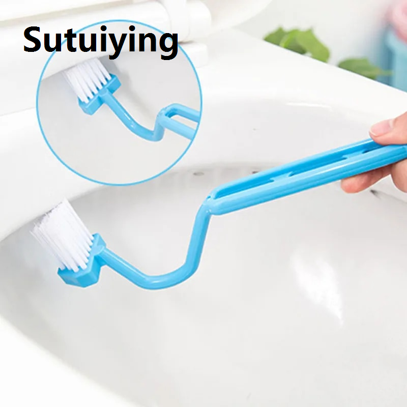 Sutuiying Toilet Cleaning Brush Bathroom Cleaning Accessories Portable Toilet Brush Corner Brush 1Pcs Bending Handle Scrubber Curved