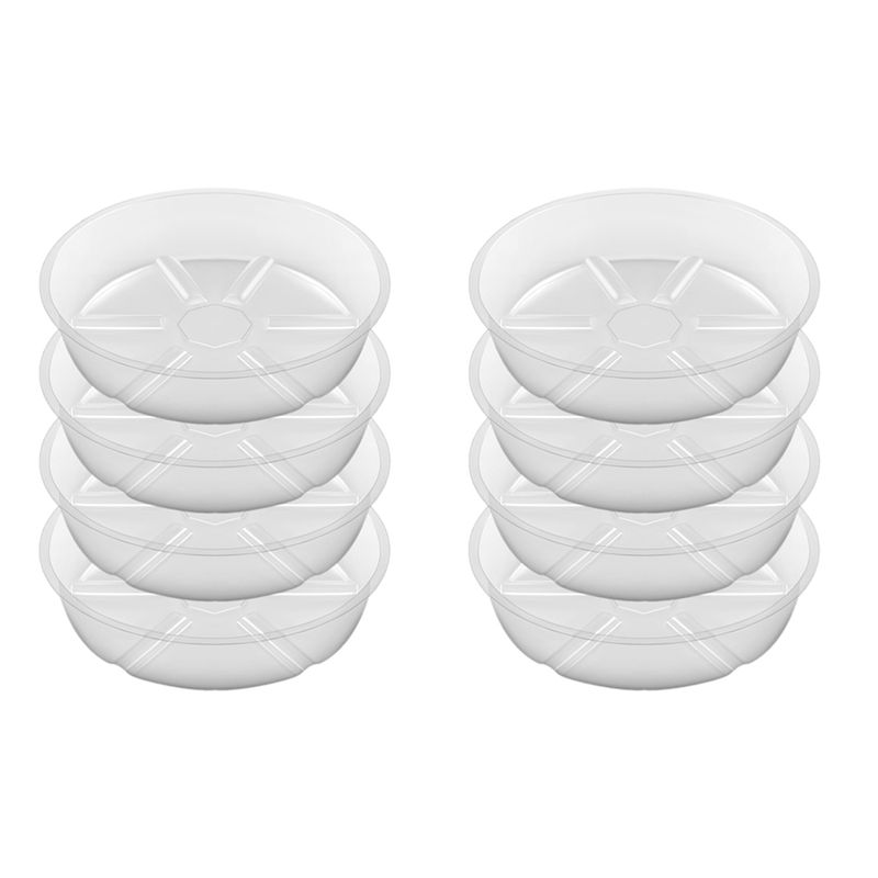 NAMUNY 8 Pack Clear Plant Saucer 12 Inch Plastic Plant Saucers Thicker Plant Tray Flower Pot for Indoor Outdoor Garden