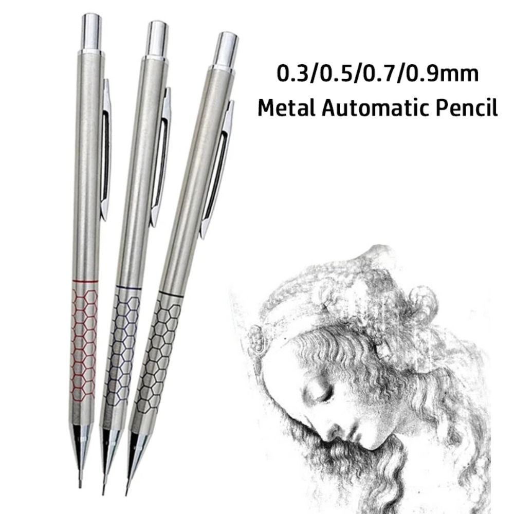 Creative 0.3/0.5/0.7/0.9mm Mechanical Pencil Metal Drawing Writing Tool Automatic Pencil Sketch Comics Design Propelling Pencil Students