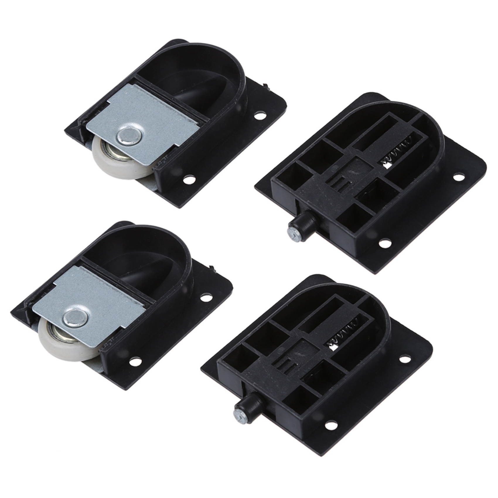 fasdaga 2X Wardrobe Black Plastic Plate 25mm Dia Wheel Sliding Door Roller