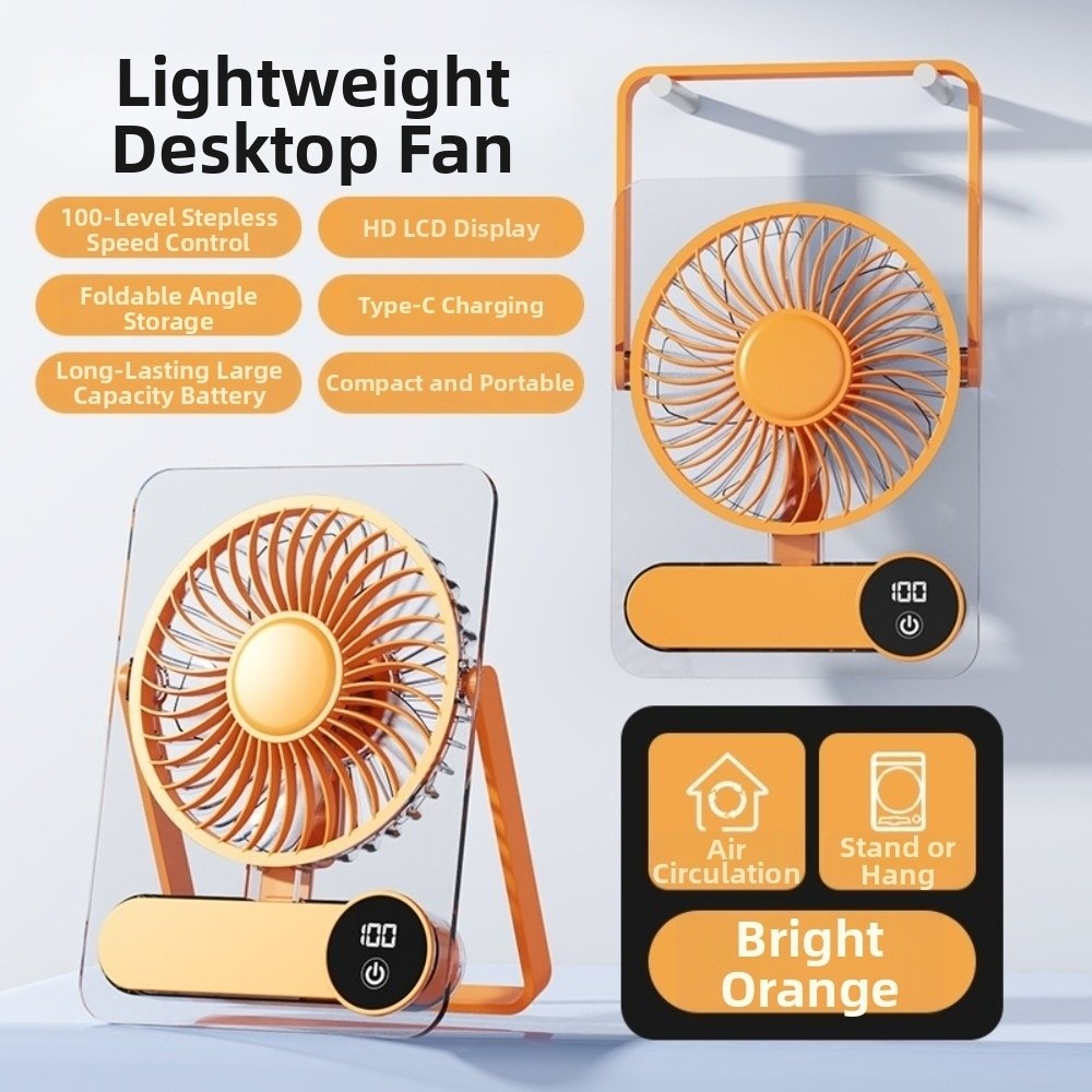 Creative Foldable Desk Fan Wall Hanging&Handheld 100 Levels Table Cooling Fan Portable Speeds Adjustable Personal Mini Fan Home Office