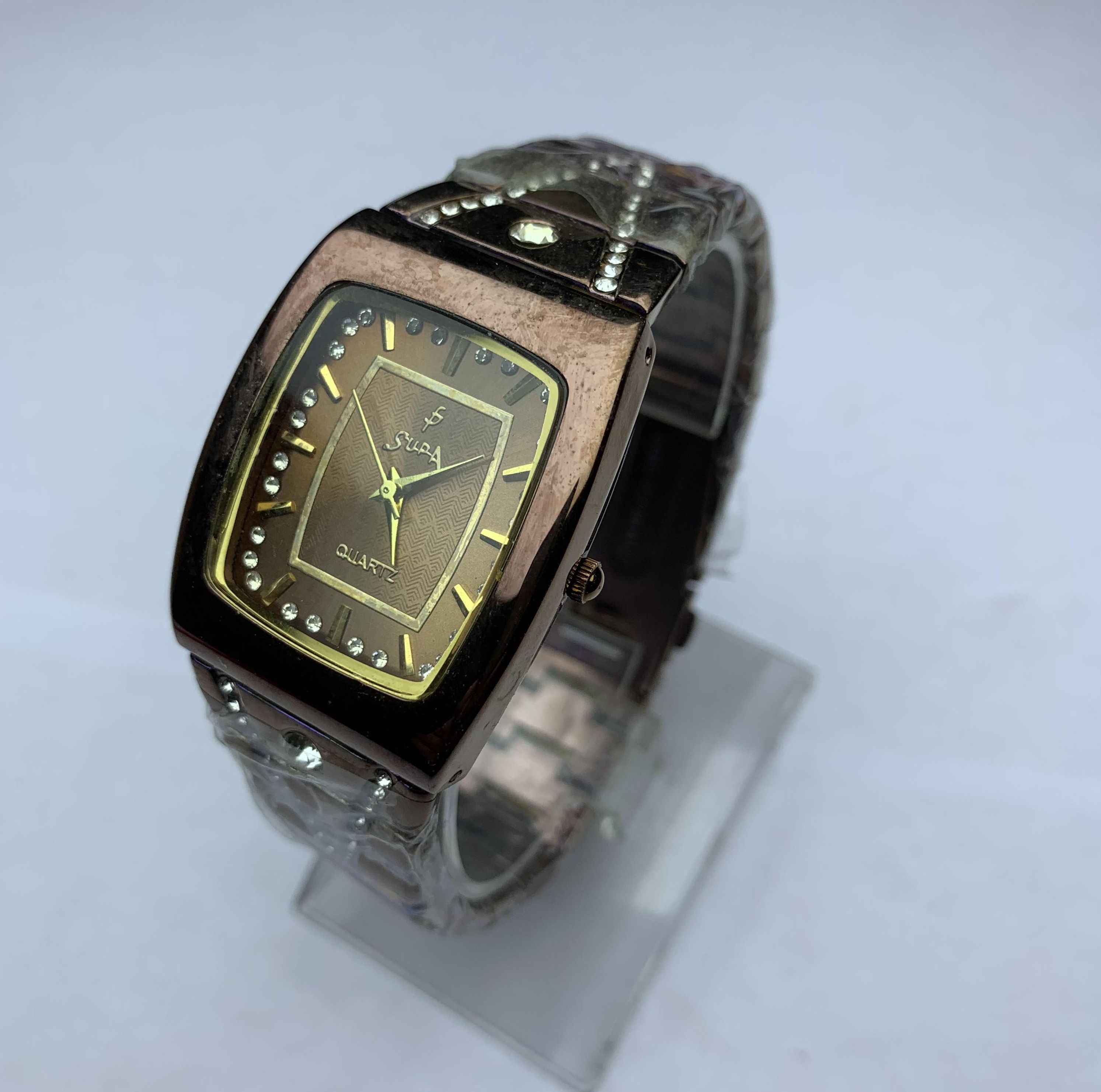 Stainless Steel Coffee Chain New Attractive Design Square Coffee Stone Corved Dial Fashionable Waterproof Watch For Men - Sold By Time Plaza