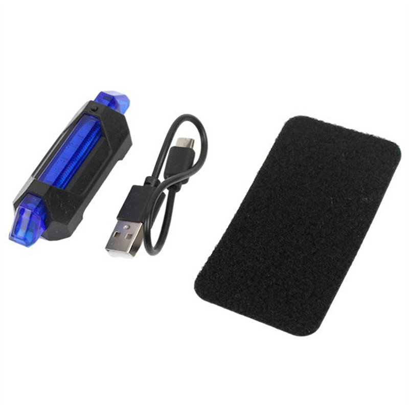 Helmet Bicycle Signal Light Rear LED USB Style Rechargeable, B-Blue