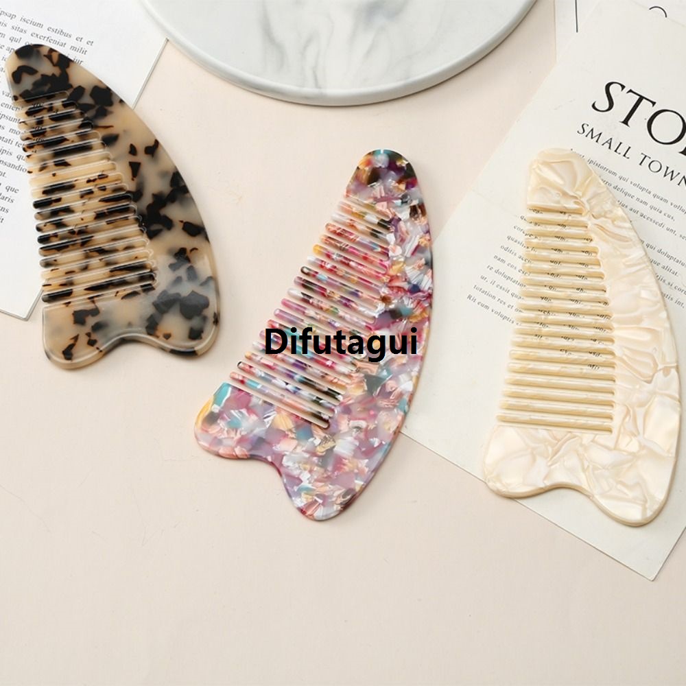 Difutagui Girl massage color anti-static hair comb acetate fashion tools Bargain price styling salon hairbrush marbled fine tooth hairdressing comb