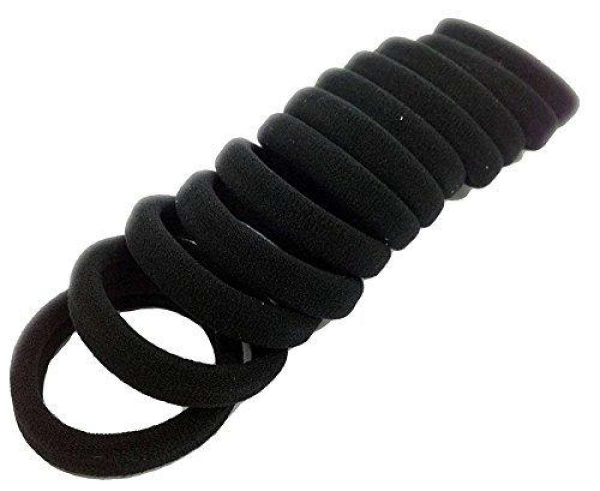 Cotton Stretch Hair Ties Bands For Women - Black (Set Of 25 Pcs )