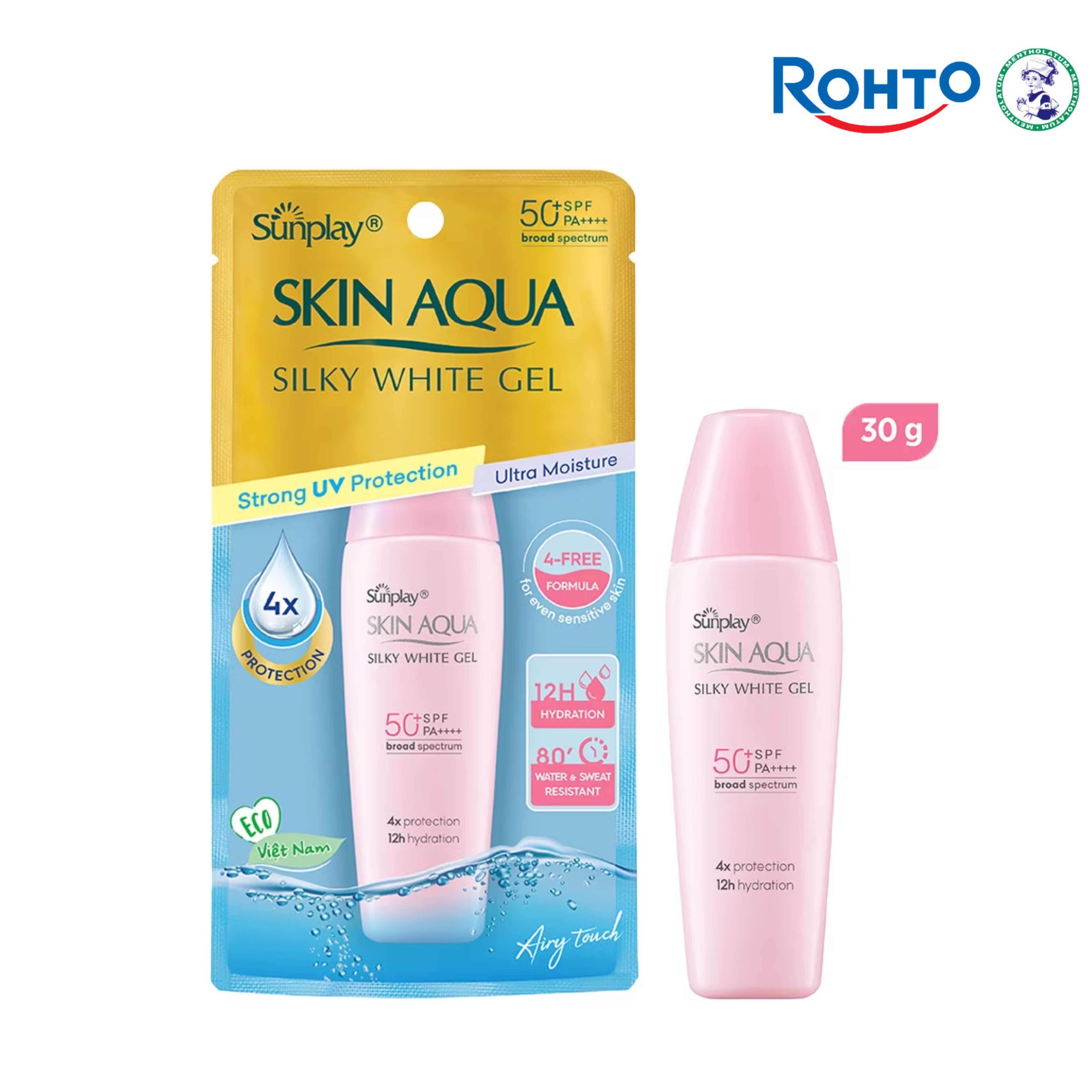 Rohto Mentholatum Sunplay Skin Aqua Silky Sunscreen Gel For Normal to Dry Skin with SPF 50 PA++++ 30g