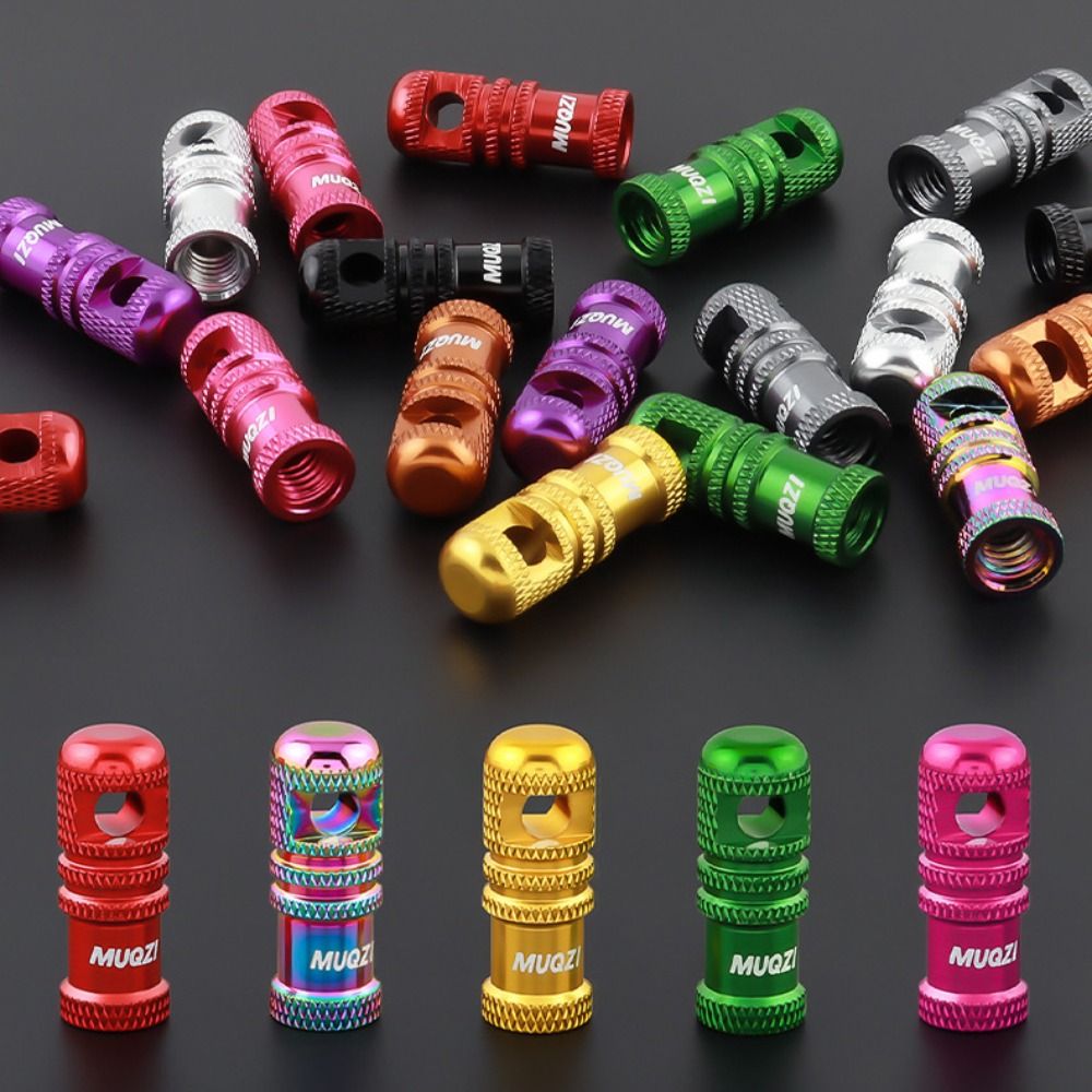 2PCS MTB 2 in Presta Valve Stem Cap Anti Corrosion Aluminium Tubeless Tire Valve Cap Colorful Wear Resistant Presta/Schrader Tire Valve Cap Racing Road Bicycle