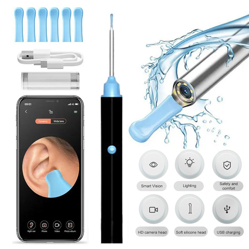 Ear Cleaner with Camera Endoscope Ear Stick Silicone Spoon Ear Wax Removal Health Care Tool Ear Clean for IPhone IPad Android