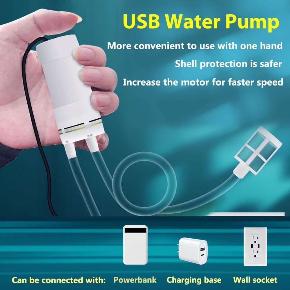 Drain Pump Portable Fish Water Changer Mini Mute Siphon Pump Powered Self Priming Water Pump Easy Water Change