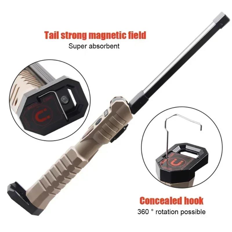 Fashion Folding COB XPE LED Work Light Handheld Flashlight with Built-in Battery Lamp Torch Emergency Car Inspection Lamp Red SOS Strobe