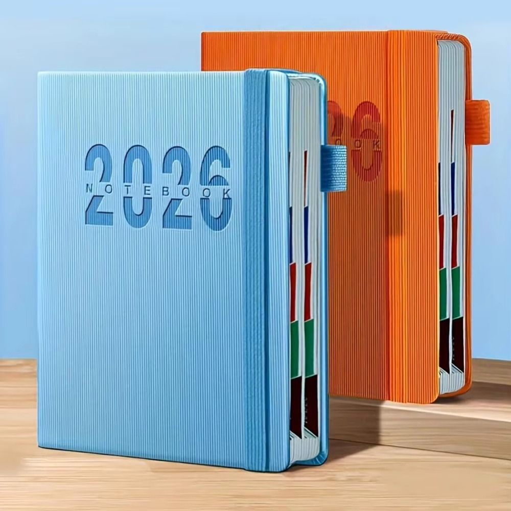 Durable English 2026 Schedule Planner Notepad Wear-resistant 12 Months a5 Agenda Planning Notebook Simple Bookmark Diary Writing Pads Business