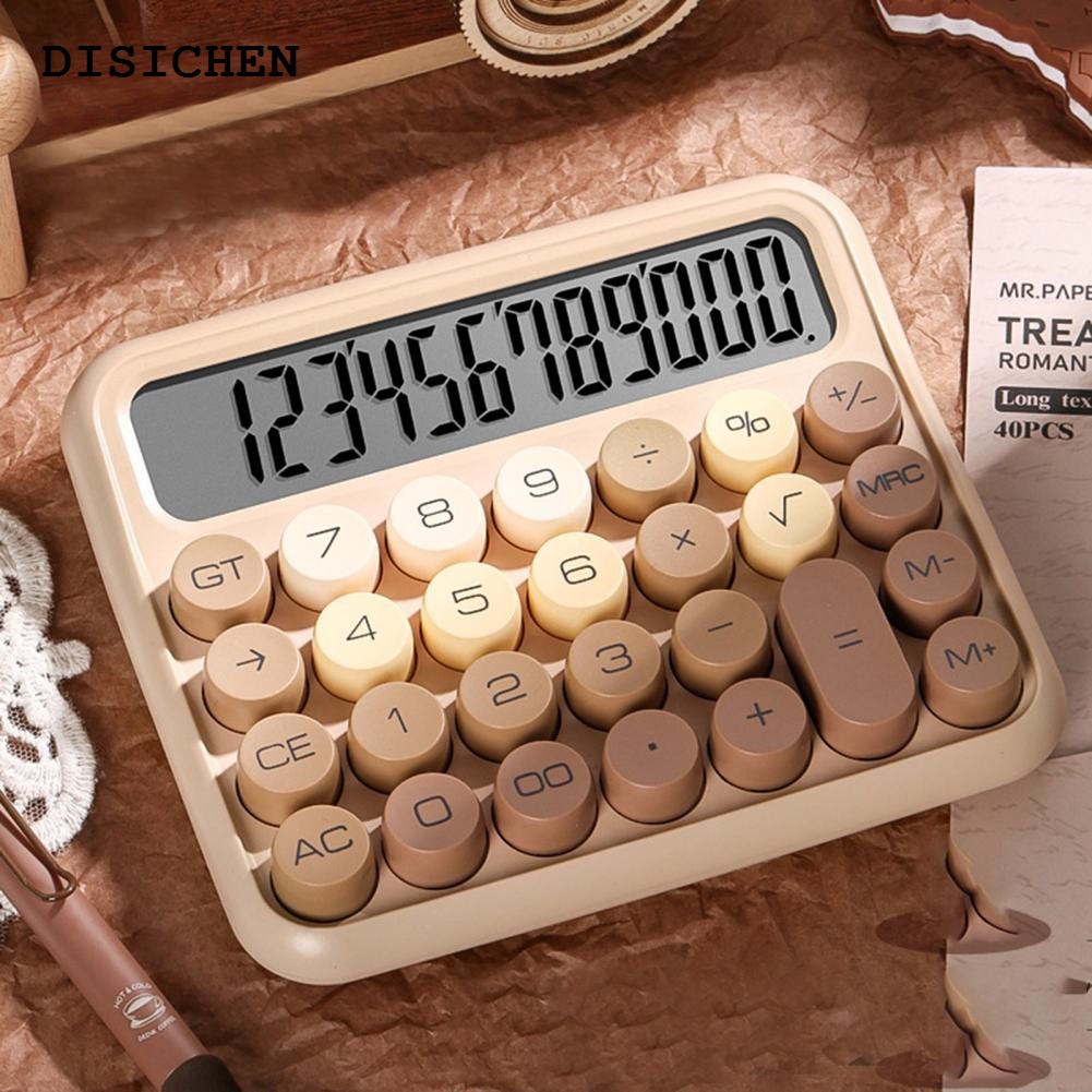 DISICHEN New School Student Calculator Typewriter Style Calculator Professional 12-digit Calculator with Silent Mechanical for Accountants