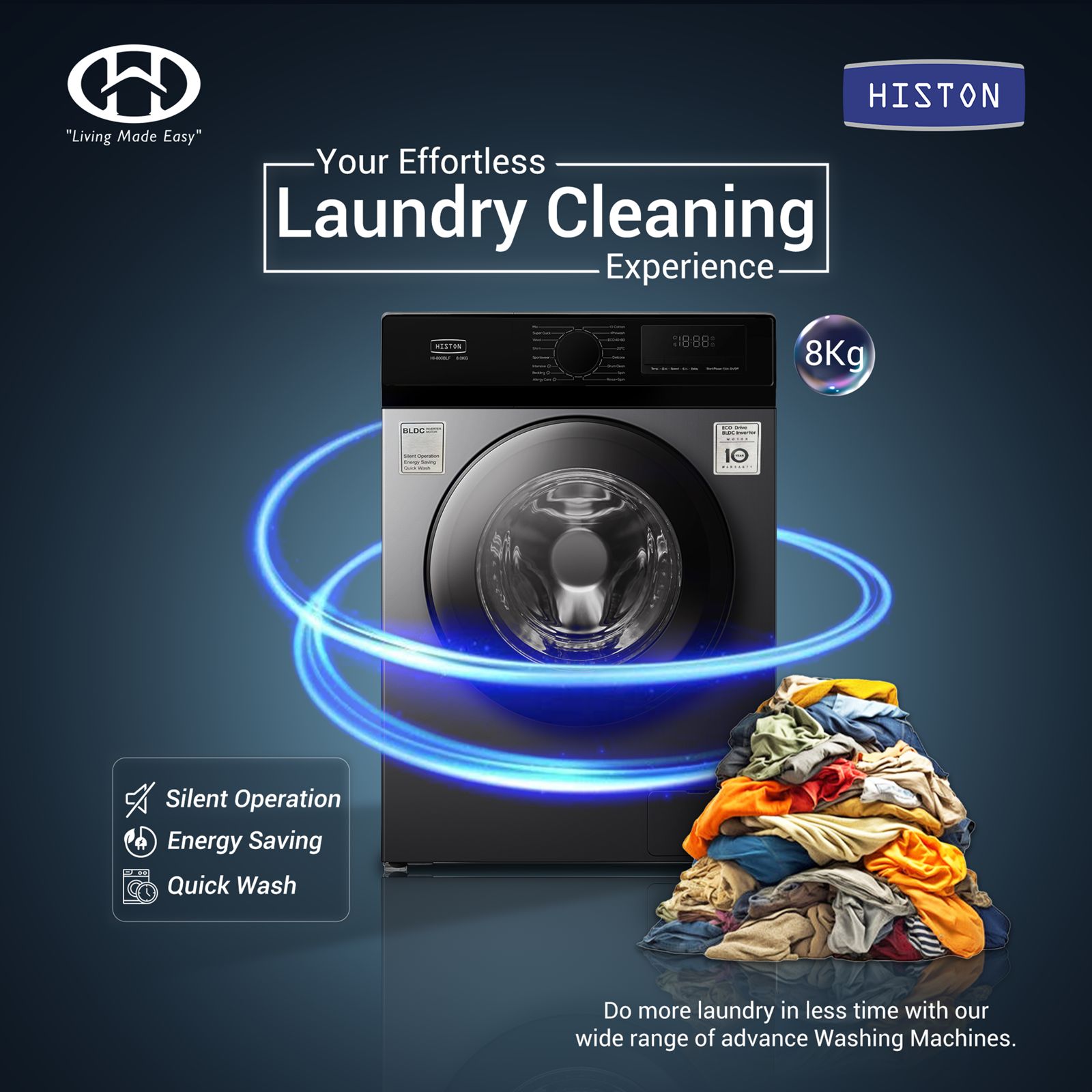 HISTON 8Kg Fully Automatic Washing Machine