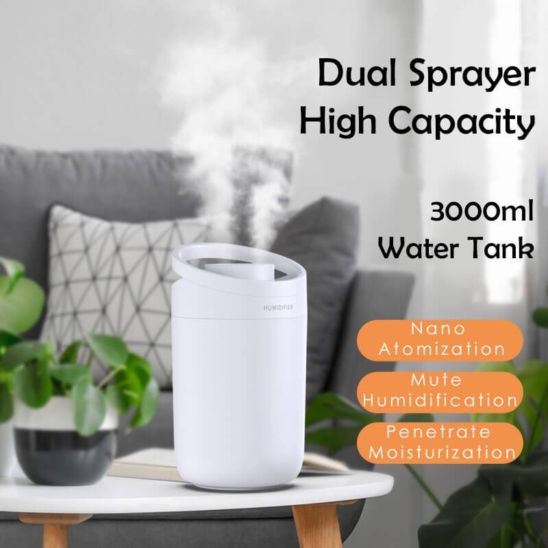 Humidifier Double spray Ultra-Silent Mist Diffuser Auto Shut Off Nano-tech Ultrasonic Baby Humidifiers for Desk Bedroom