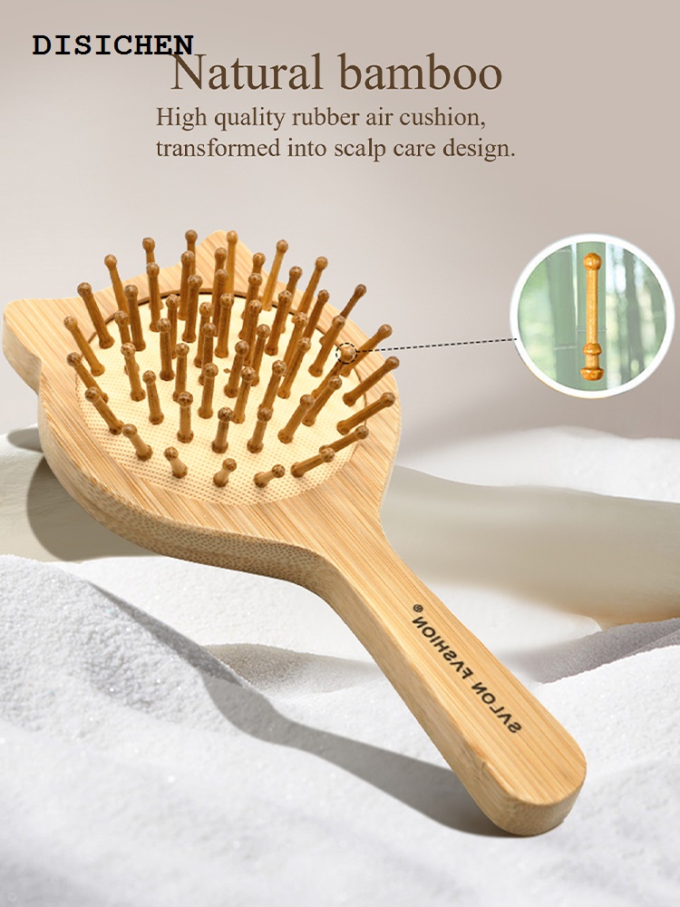 DISICHEN Fifty percent discount Eco Bamboo Hair Brush Nature Wooden Anti-Static Detangle Brush Hair Scalp Massage Comb Air Cushion Styling Tools for Women Men