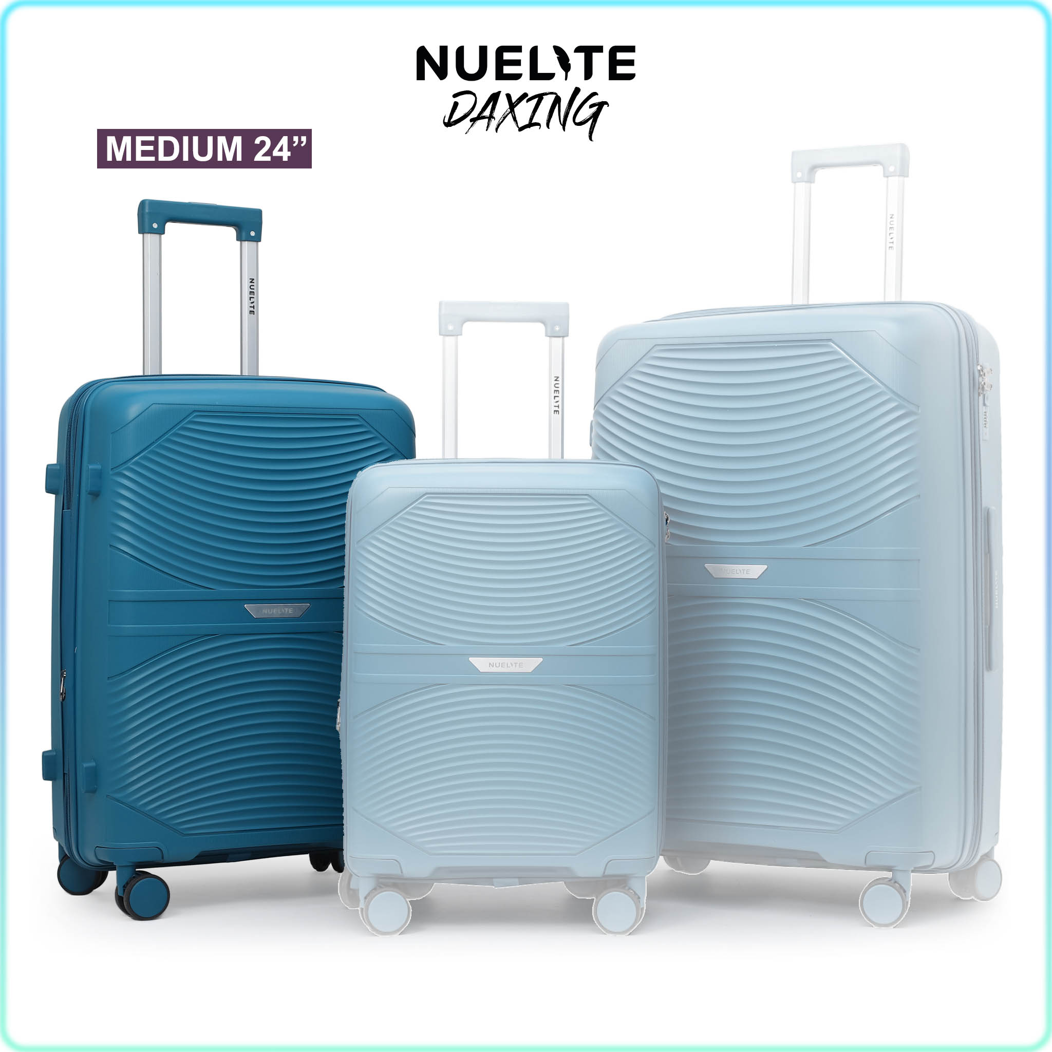 NUELITE Daxing 24 Inch Expandable Spinner Travel Suitcase | Polypropylene Hard Shell Luggage | Multi-Step Trolley Handle | Integrated Combination Lock | 8 Silent Double Wheels Suitcase - image 1