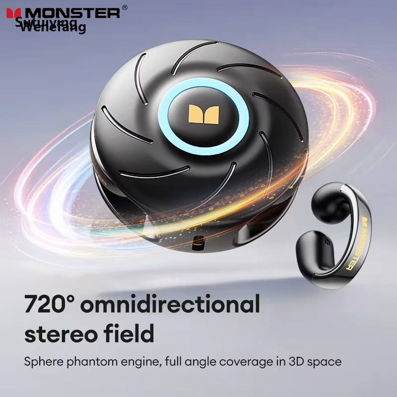 Wenefang Sutuiying Choice Monster MQT46 TWS Bluetooth V5.4 Earphones IPX4 Waterproof 2025 New 2025 New Anti-sweat Headphones Sensitive Touch Control Ear-clip Earbuds