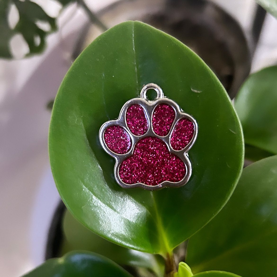 Paw Shape Stainless Steel Dog Tag | Cute Glitter Tag with Custom Laser Engraving | Dog Accessories l Dog Accessories lKHICHA