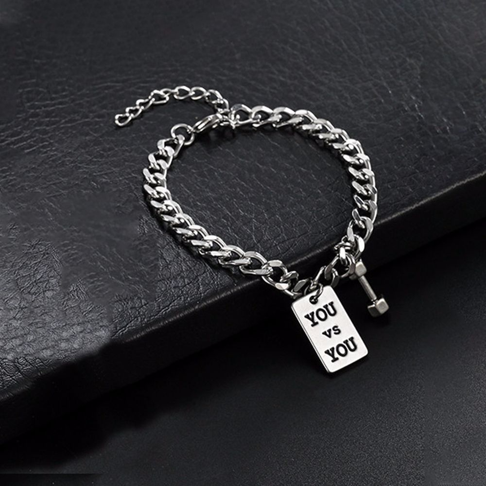 Adjustable Personality Jewelry Gift Girls Women Men Dumbbell Bracelets Hand Chain Square Card Couple Bracelets