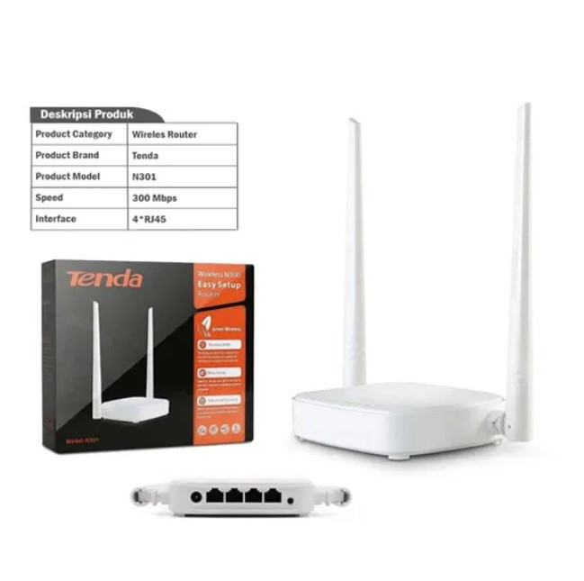 TENDA-N301 N300 WiFi Easy Setup Router | 300Mbps WiFi Speed| Parantal Control | WISP and Repeater Mode
