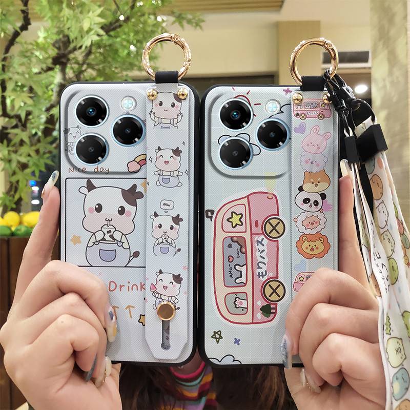 Fashion Design Silicone Phone Case For infinix Note40X 5G/X6838 Lanyard Back Cover protective Wrist Strap Phone Holder