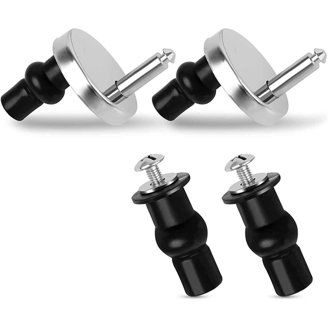 FORIDE 4Pcs Universal Toilet Seat Hinges Stainless Steel Toilet Seat Screws with Expanding Rubber Screws, Blinding Hole Fixing