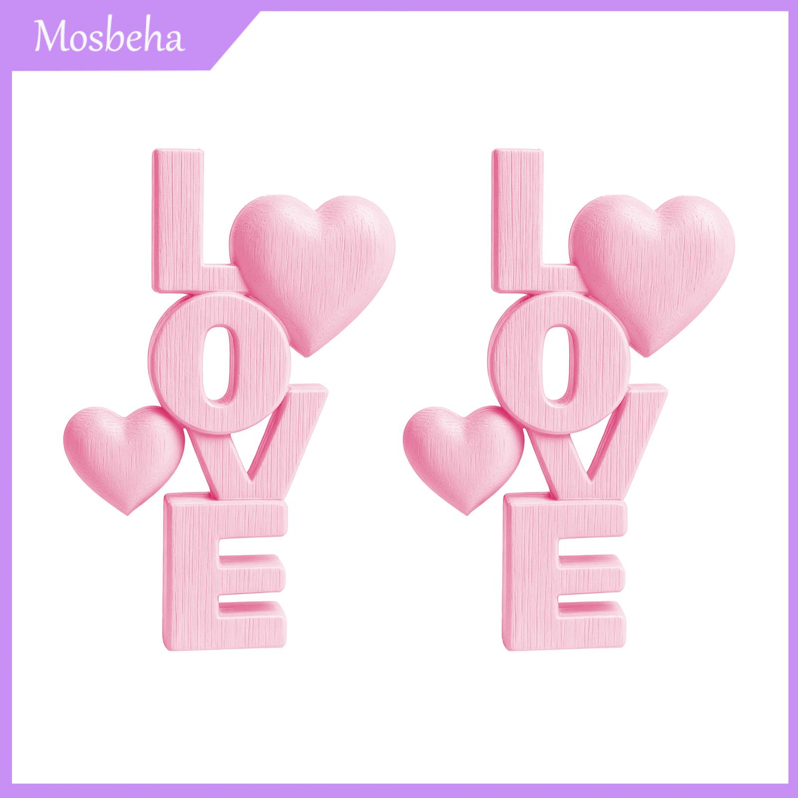 Mosbeha Romantic Love Sign Decor 2pcs 3d Printed Love Letter Ornament with Heart - Romantic Tabletop Decor Modern Desktop for Valentine's