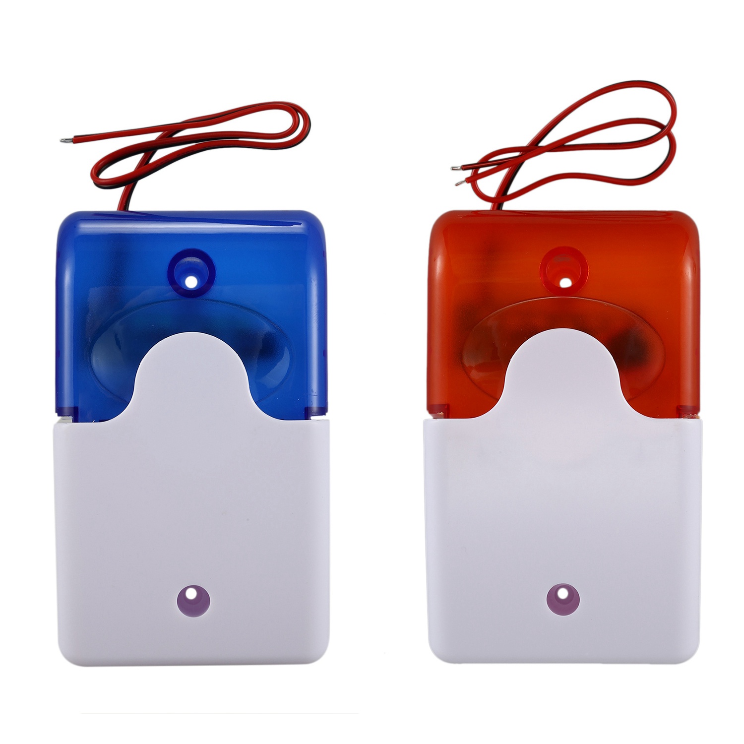 Sptrry2x Mini Wired Strobe Warning Siren Dc 12V Sound Alarm Flashing Light Sound Siren Horn Home Security Alarm System 115Db Blue & Orange
