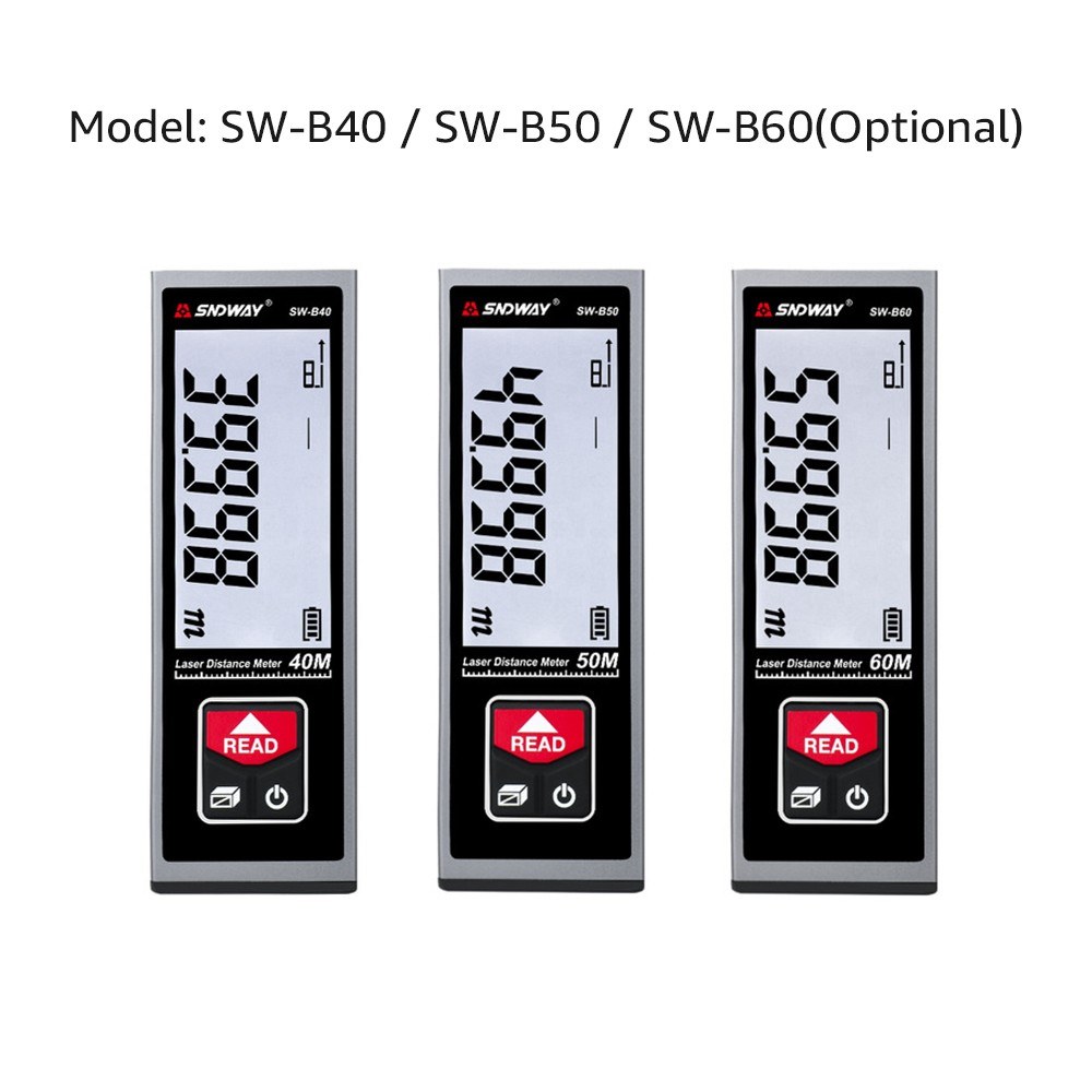 SNDWAY Laser Distance Meter Handheld Rangefinder Digital Mini Distance Measuring Meter Indoor Rechargeable Electronic Space Measurement Device for Length Area Volume