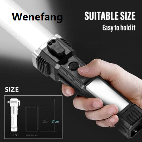 Wenefang Hammer Torch - Super Bright Linterna Strong Safety Torch Light COB LED Camping Fashion Emergency Magnetic Multifunction LED Flashlight Rechargeable with Power Bank