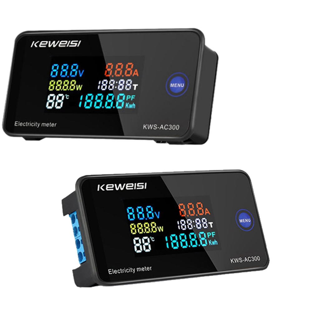 FORIDE KEWEISI 2 Set KWS-AC300 Digital Voltmeter AC 50-300V 45-65Hz Power Energy Meter LED Wattmeter Detector, 0-10A & 0-100A