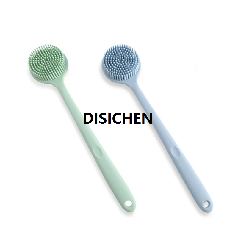 DISICHEN New Silicone Bath Brush Doubleside Long Handle Massage Brush Back Cleaning Soft Bristles Scrubber Daily Washroom Accessories High Quality