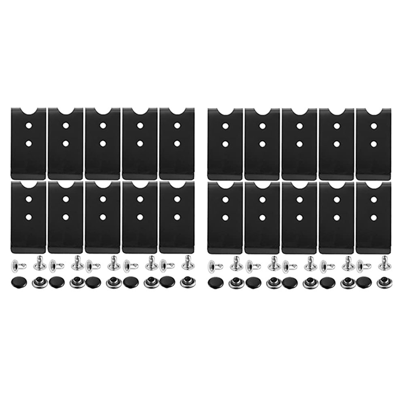 20 Pcs Metal Belt Clip Buckle Spring Hook Belt Clip with 20 Pairs Rivets for Belt Bag Leather DIY (Black)
