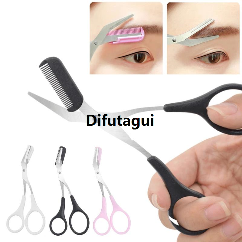 Difutagui Stainless Steel Eyebrow Trimmer Scissors With Comb Shaver WFacial 2025 Hair Remover Trimmer Scraper Eyebrow Shaver Makeup Tools