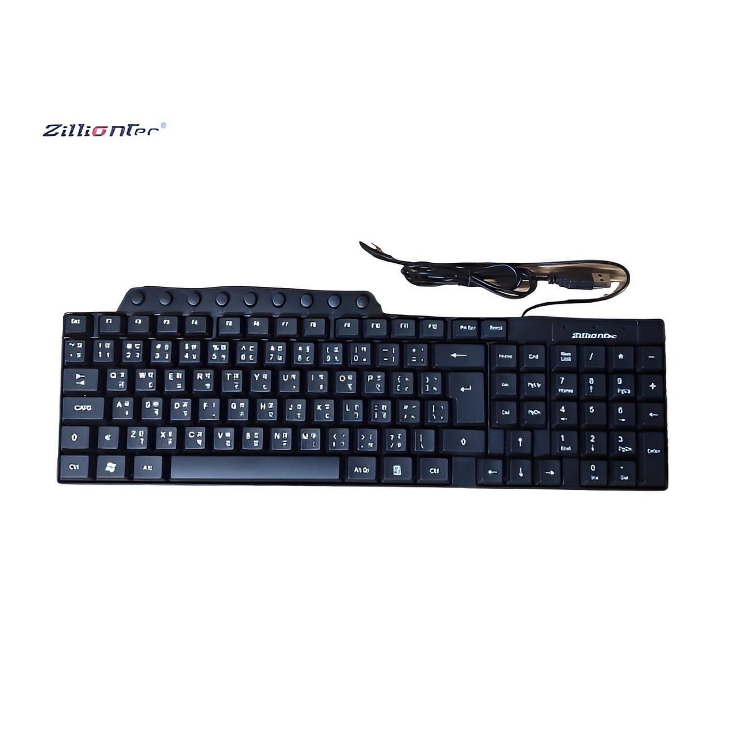 Zilliontec ZMK-130 Slim Design Wired USB Keyboard with Dual Language (English & Nepali) - Black