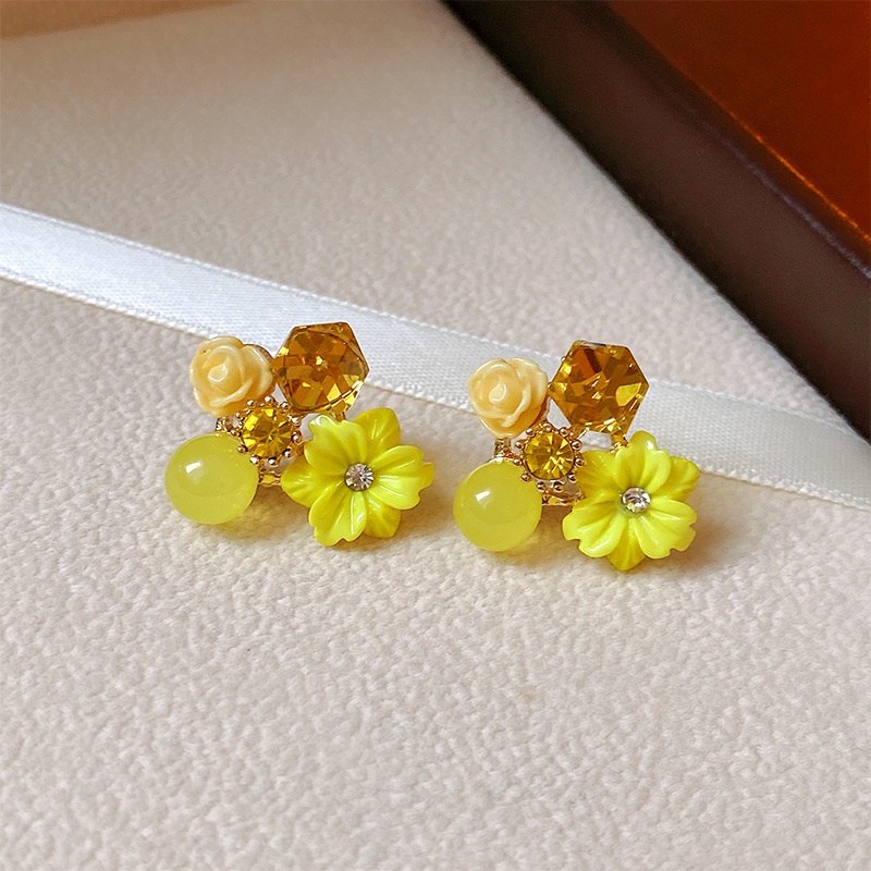 Enacolor Delicate 2024 Vintage Purple Crystal Flowers Earrings for Women Accessories Ins Girl Bles Online DZ-9A-04