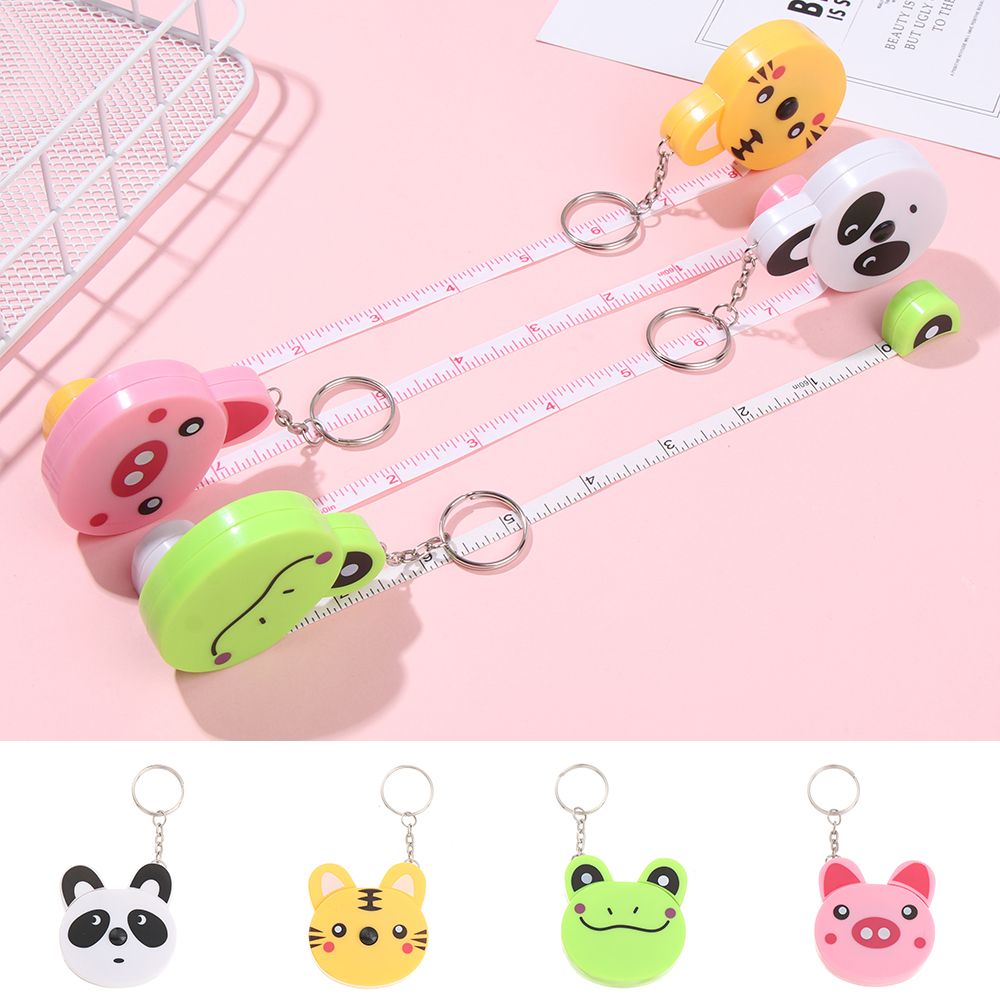 Tiger Panda Frog Piggy Measuring Clothes Leather Ruler Mini 1M Soft Ruler Automatic Stretch Ruler Measuring Ruler Sewing Measure Ruler Cartoon Animal Tape Measure