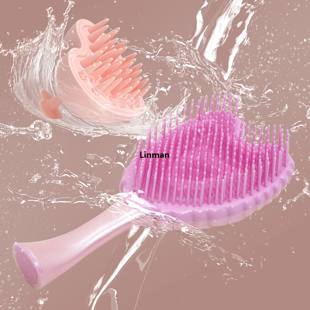 Linman Mini Angel Detangling Hair Brush Silicone Shampoo Brush Head ScaPortable lp Massage Combs For Valentine's Day Anniversary Gifts For Woman