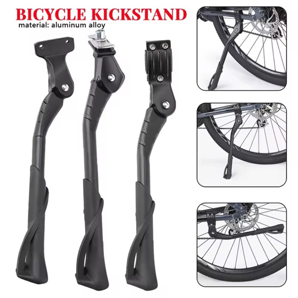 Durable Adjustable Bicycle Kickstand Aluminum Alloy Bicycle Parts Foot Rest Universal Non-Slip Bike Side Support for 24-29 Inch Mountain Bike