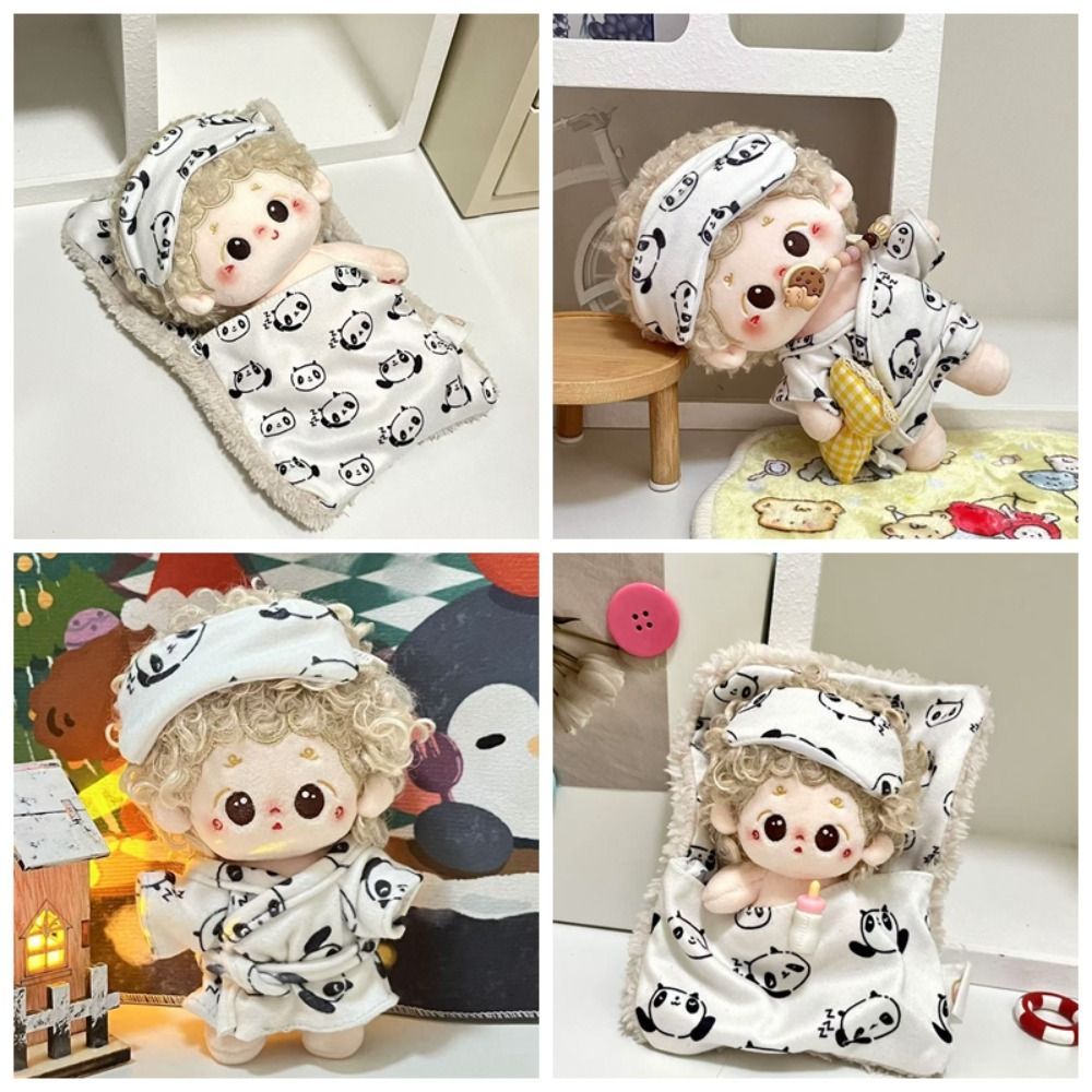 Cute Panda Cotton Doll Clothes DIY Mini Idol Doll Outfit Gift Cartoon Doll Night-robe for 10cm/20cm Cotton Doll