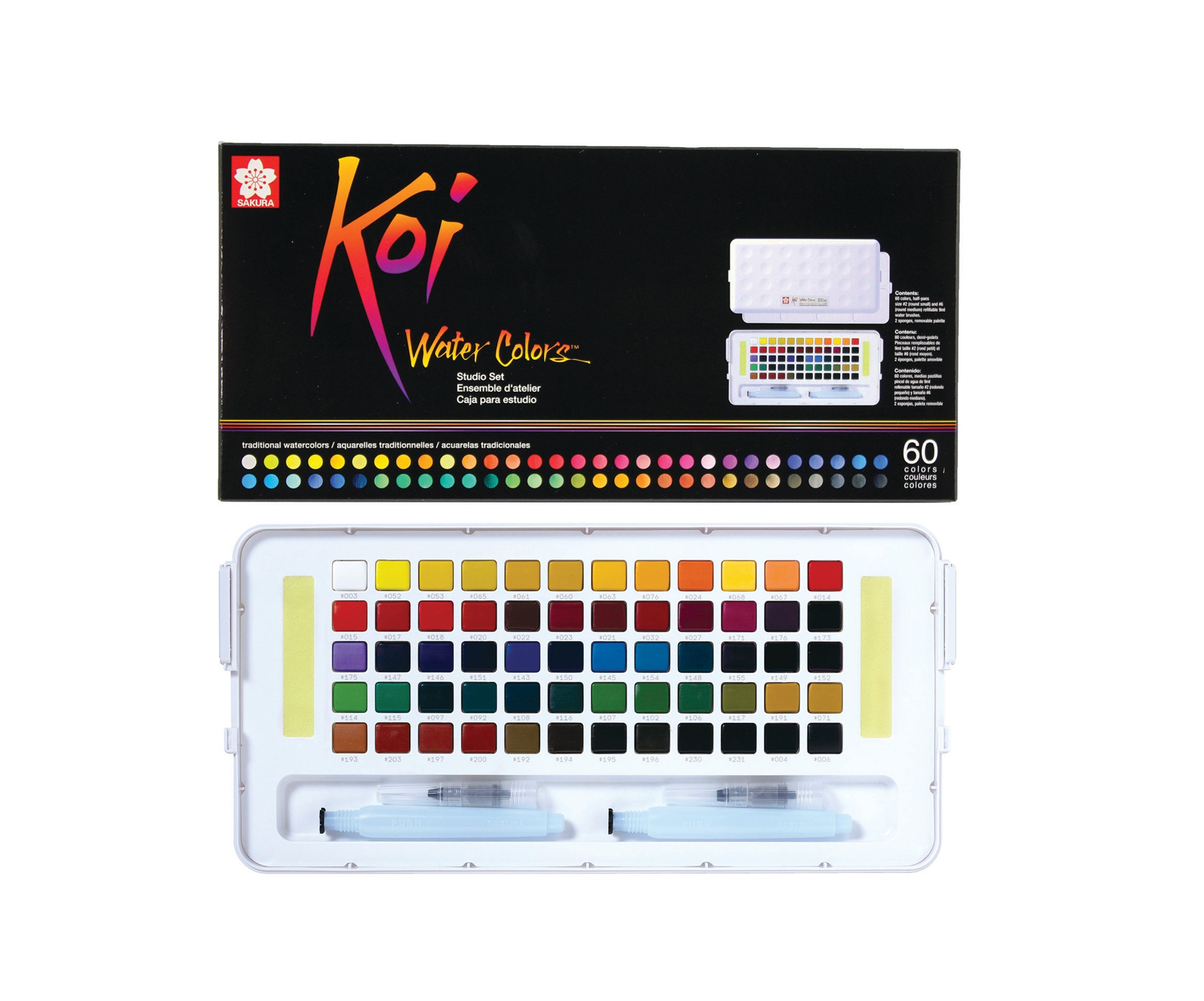 Sakura Koi Watercolor Studio Set Of 72 With Two Long Waterbrushes (XNCW-72N)