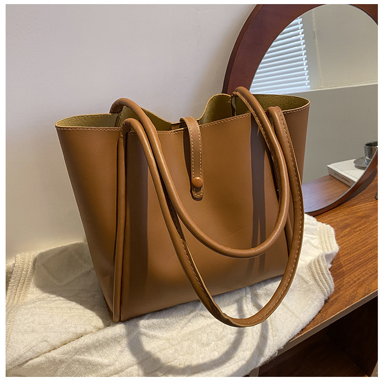Korean Style Solid Color Mother-Daughter Bag 2026 New Women's Bag Simple Handheld Tote Bag Large Capacity Spring Fashion Shoulder Bag