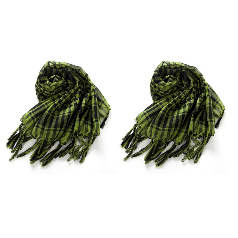 ARELENE 2X Unisex Scarf Polyester Tassel Arab Desert Shemagh,Black