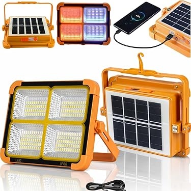 IP66 Rechargeable Solar LED Work Light | High Brightness Flood Light | Mobile Charging Power Bank | Magnetic Stand & Hook | Emergency Outdoor Light